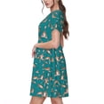 thumbnail image 2 of Easygdp Giraffes Doing Various Yoga para Vestido Transpirable de Mujer, Vestido Suelto de Manga Corta con Pliegues y Bolsillos para el Verano, 2 of 6