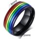 thumbnail image 2 of UBIUO 8mm Stainless Steel Enamel Rainbow Pride Ring for Lesbian & Gay Q Pride Wedding Engagement Band - -, 2 of 4