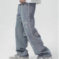 thumbnail image 3 of Pantalones vaqueros holgados de estilo streetwear para hombre V-hanver, estilo hip hop, pantalones vaqueros sueltos para hombre y mujer, vaqueros boyfriend oversize, vaqueros vaqueros de mezclilla., 3 of 5
