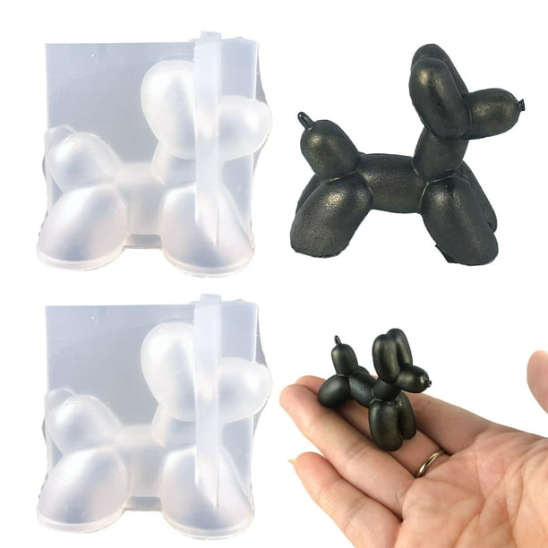 Molde de silicona para perro con globo, 2 moldes de resina para perro con globo 3D, molde de silicona para cachorro de perro lindo para decoración hecha a mano