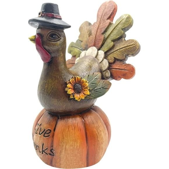 Hand-Painted Thanksgiving Turkey on Pumpkin, Standing Turkey Pumpkin Decor for Home Office Bedroom Kitchen Thanksgiving Harvest Day - -