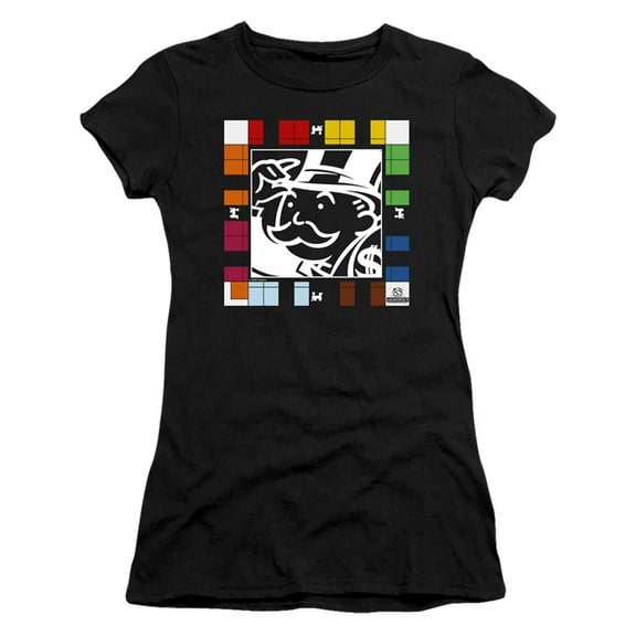 Monopoly Game Board S/S Junior Women's T-Shirt Sheer Black
