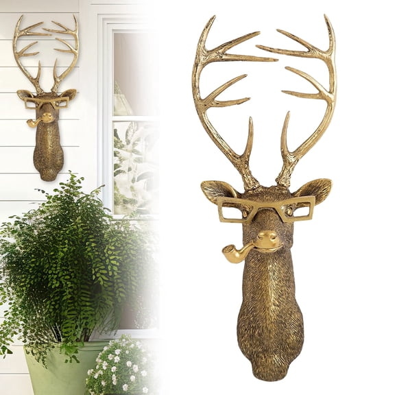 Animal Heads Wall Decor,Faux Deer Head Mount,Animal Sculptures Wall Decor,Resin Animal Head Wall Hanging Decoration for Living Room Bedroom Kitchen Gift,Deer