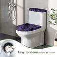 thumbnail image 4 of HELLHERO Purple Floral Pattern Lid Cover Set for Toilet of 2 Pieces Elastic Edge Toilet Top Cover Set Easy Care Bathroom, 4 of 8