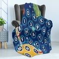 thumbnail image 4 of Cartoon Activity Soft Flannel Fleece Blanket, Random Letters of the Alphabet in the Outer Space with Planets and Stars, Cozy Plush for Indoor and Outdoor Use, 60" x 80", Multicolor, by Ambesonne, 4 of 5