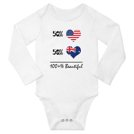 

50% Australian + 50% American = 100+% Beautiful Baby Long Sleeve Romper (White 18 Months)