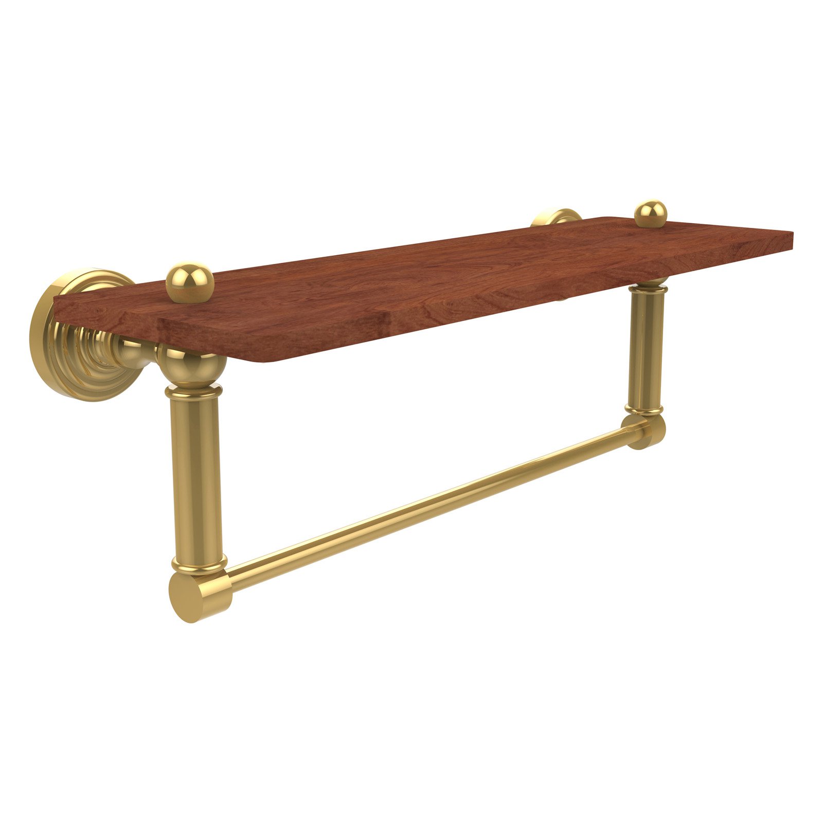 Waverly Place Collection Solid IPE Ironwood Shelf with Integrated Towel Bar - Satin Brass / 22 Inch - image 2 of 2