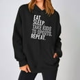 thumbnail image 2 of 2025 Christmas Baggy Hoodies Ladies Letter Print Graphic Sweatshirt with 2 Pockets Casual Pullover Tops Loose (2XL, Black 08), 2 of 6