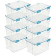 thumbnail image 1 of Sterilite 54-Qt Clear Plastic Stackable Storage Bin w/ Gasket Latch Lid, 8 Pack, 1 of 11