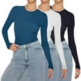 thumbnail image 2 of Comdrip Womens Tops, 3 Pack Womens Cute Basic Slim Fitted Tops Business Work Tee Fall Fashion Outfits 2025 Clothes Going Out Tops for Women C M, 2 of 4