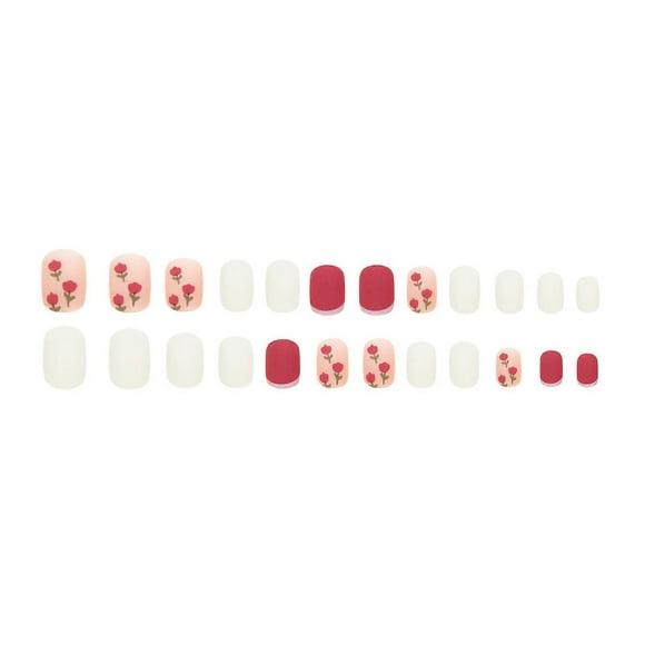 Short Square Press-on Nails French Style Fake Nails Press on Nails for Women and Girls