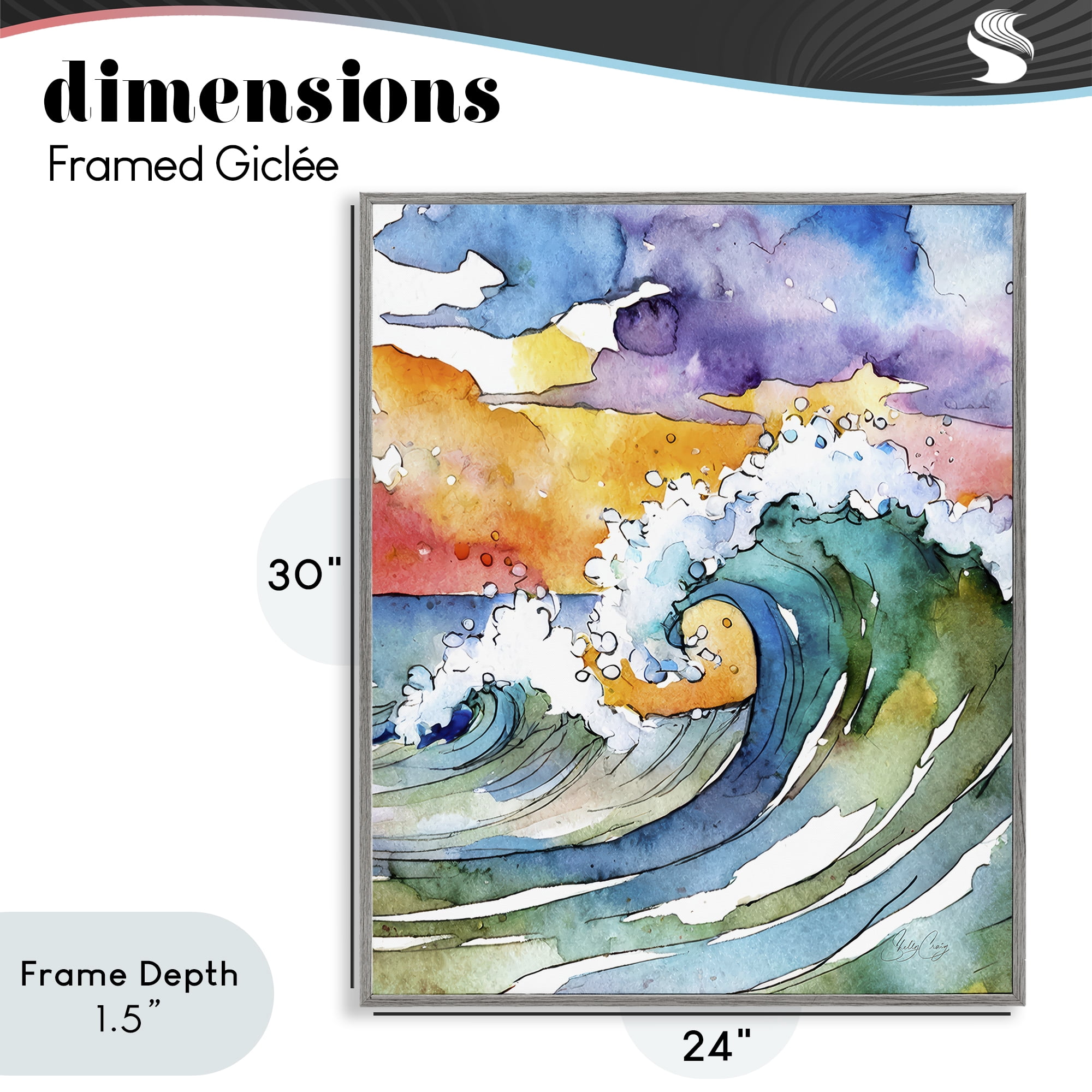 Stupell Industries Vibrant Sunrise Surf Gray Framed Giclee Art, design by Shelly Craig
