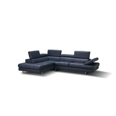 J&M Furniture 178553-LHFC A761 Italian Leather Left Hand Facing Sectional Sofa - Blue