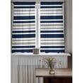 thumbnail image 4 of Dark Blue Gray Curtains 45 Inch Length,Sheer Curtains for Bedroom Living Room Window Horizontal Stripe Minimalist Geometric Rod Pocket Drapes Kitchen Curtains Small Half Window 52"x45" 2 Panels, 4 of 7