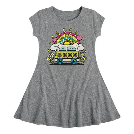 

Instant Message - Groovy Van With Flowers And Rainbow - Toddler & Youth Girls Fit & Flare Dress
