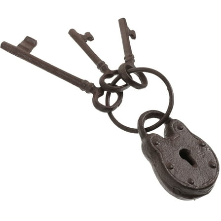 unbranded  Cast Iron Key Decoration Pirate Treasure Chest Keys Antique Skeletons Ring of The Lid Locket Retro