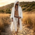thumbnail image 2 of QASIEATN Mens Cozy Shawl Wraps Men's Plus Size Hooded Cloak Coat Oversized Windbreaker Capes Fall Fashion Accessories, 2 of 4
