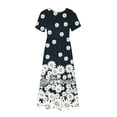 thumbnail image 4 of Robe d'Été pour Femmes 2024 Mode Grande Taille Col Rond Manches Courtes Mi-Mollet Double Poche Imprimé Floral Robe Manches Courtes Col Rond 50 % de Réduction Liquidation!, 4 of 5