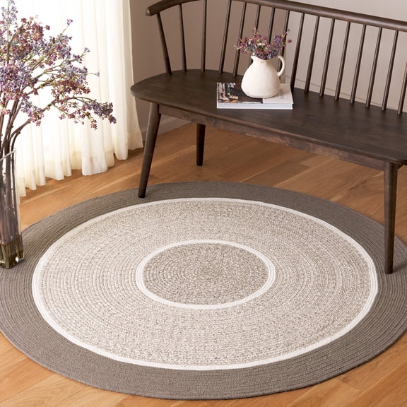 Safavieh Braided Marion Geometric Reversible Area Rug, Dark Gray/Beige, 5' x 5' Round