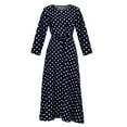 thumbnail image 4 of Herrnalise Women'sRound Neck Long Sleeve Elastic Waist Beach Belt Polka Dot Printed Women'sHem Dresses S-2XL, 4 of 5