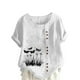 thumbnail image 1 of Vestidos Casuales Para Mujer, Blusas De Mujer De Moda Blusa informal de lino con cuello redondo, manga corta y botones para mujer, 1 of 4