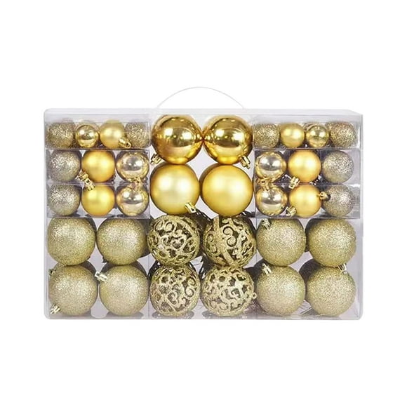 Bolas Decorativas Adornos navideños para árbol, juego de 100 bolas decorativas electrochapadas para decoración navideña, color dorado Rkxzt