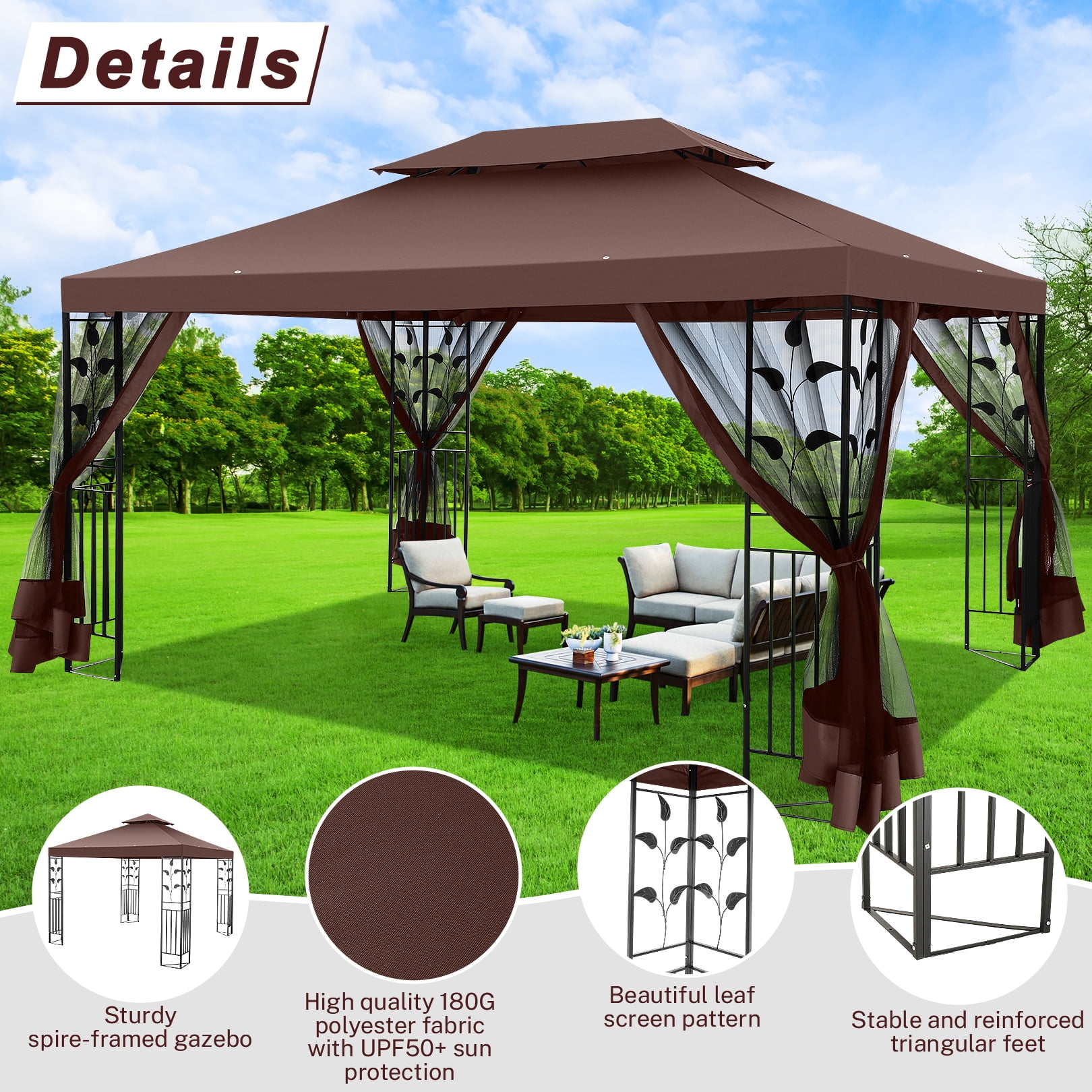 (Ⅶ)沙羅曼蛇PORTABLE SANOPY 10'x13.3' Metal Patio Gazebo, Outdoor Canopy with
