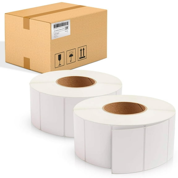 White Thermal Transfer Labels, 3 in Core 12 in OD, 16700 Count, 3 x 2 in