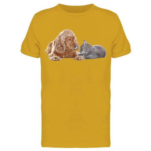 Cute Dog And Cat Together Tee Men's -Image by Shutterstock