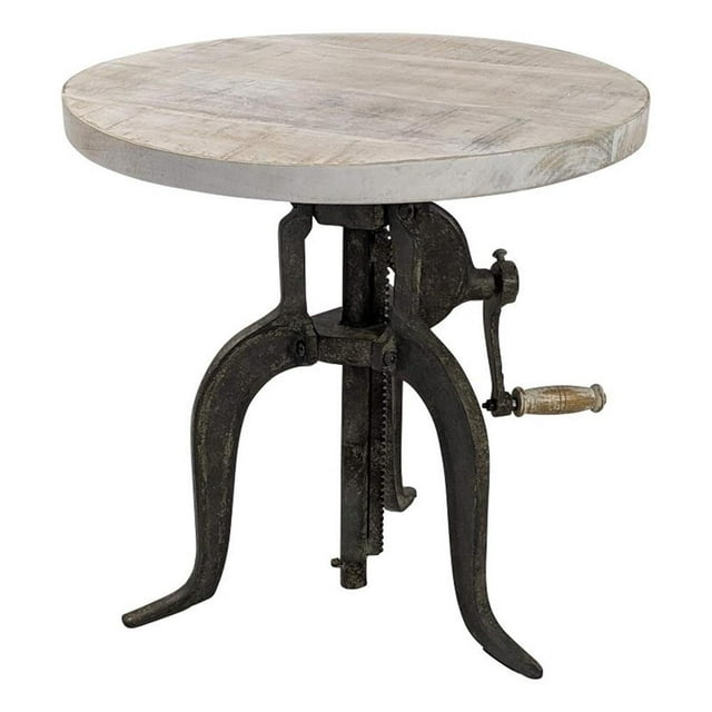 Carolina Table d'Appoint Réglable Regan en Bois Flotté/fer Vieilli