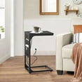 thumbnail image 4 of C Shaped End Table with Charging Station, Side Table for Sofa, Couch Table with Storage Bag, TV Tray Table with 2 USB Ports and Outlets for Living Room, Bedroom, Black, 4 of 15