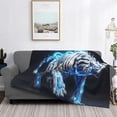 thumbnail image 2 of Fotbe Futuristic Blue Light White Tiger Manta de Franela con Estampado, Manta Ultrasuave para Cama, Sofá, Auto, Hipoalergénica y Antibolitas-40"x30", 2 of 6