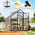 thumbnail image 5 of Jocisland 6x8x6.3 FT Polycarbonate Greenhouse for Outdoors with 2 Windows, Dual Swing Doors, Aluminum Walk-in Frame, Heavy Duty Garden Greenhouse for Backyard, Black, 5 of 9