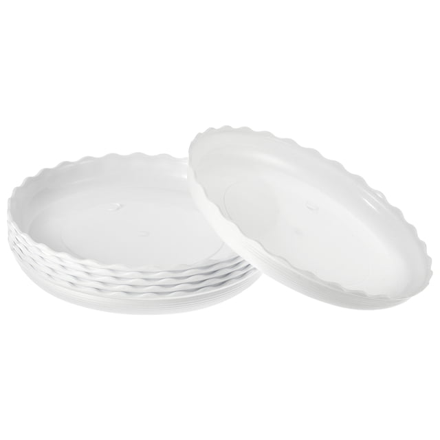 Unique Bargains 7' Plastic Wave Round Plant Pot Saucer Flower Drip Tray, White 6 Pack