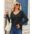 thumbnail image 7 of Zeagoo Long Sleeve Shirt for Woman V-Neck T Shirt Solid Casual Basic Tops Fall Tees Summer Clothing, 7 of 7