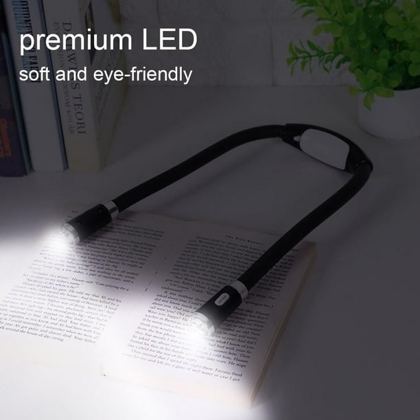 Haofy Luz de Lectura LED para el Cuello, luz Recargable para Libros, luz LED Colgante para el Cuello Flexible, 3 Niveles de Brillo para Leer, Tejer, Acampar(Negro) Ecomeon no