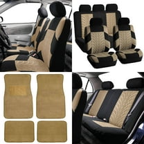 FH Group Beige Universal Auto Seat Covers Full Set for SUV Car w/ Front & Rear Floor Mats