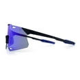 thumbnail image 6 of Mens Oversized Rimless Shield Wrap Sport Plastic Runners Sunglasses Black Blue - Blue Mirror, 6 of 8