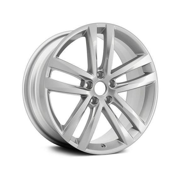 Aluminum Wheel - 19 x 8 Inch - 5-Double Spoke - 5 Lug - Silver - Compatible with 2016 - 2019 Volkswagen Passat 2017 2018