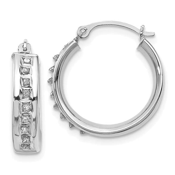 14k White Gold Round Hoop Earrings