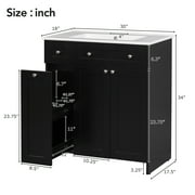 30 Bathroom Vanity with Sink Combo Wall Mounted Storage Cabinet Set with Soft Close Drawers, Modern Design with Invisible Handle, Resin Basin Sink Top, Gray
