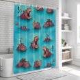 thumbnail image 6 of Summer Hippoes Print Bathroom Shower Curtains with 12 Hooks Polyester Waterproof Shower Curtain for Stalls and Bathtubs Cute Funny Coastal Ocean Sea Blue Decorative Bathroom Curtain 36x72 Inches, 6 of 9