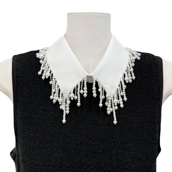 lanema Pearls Tassels Trim Removable Faux Collar Elegant Detachable Blouse Shirt Collar