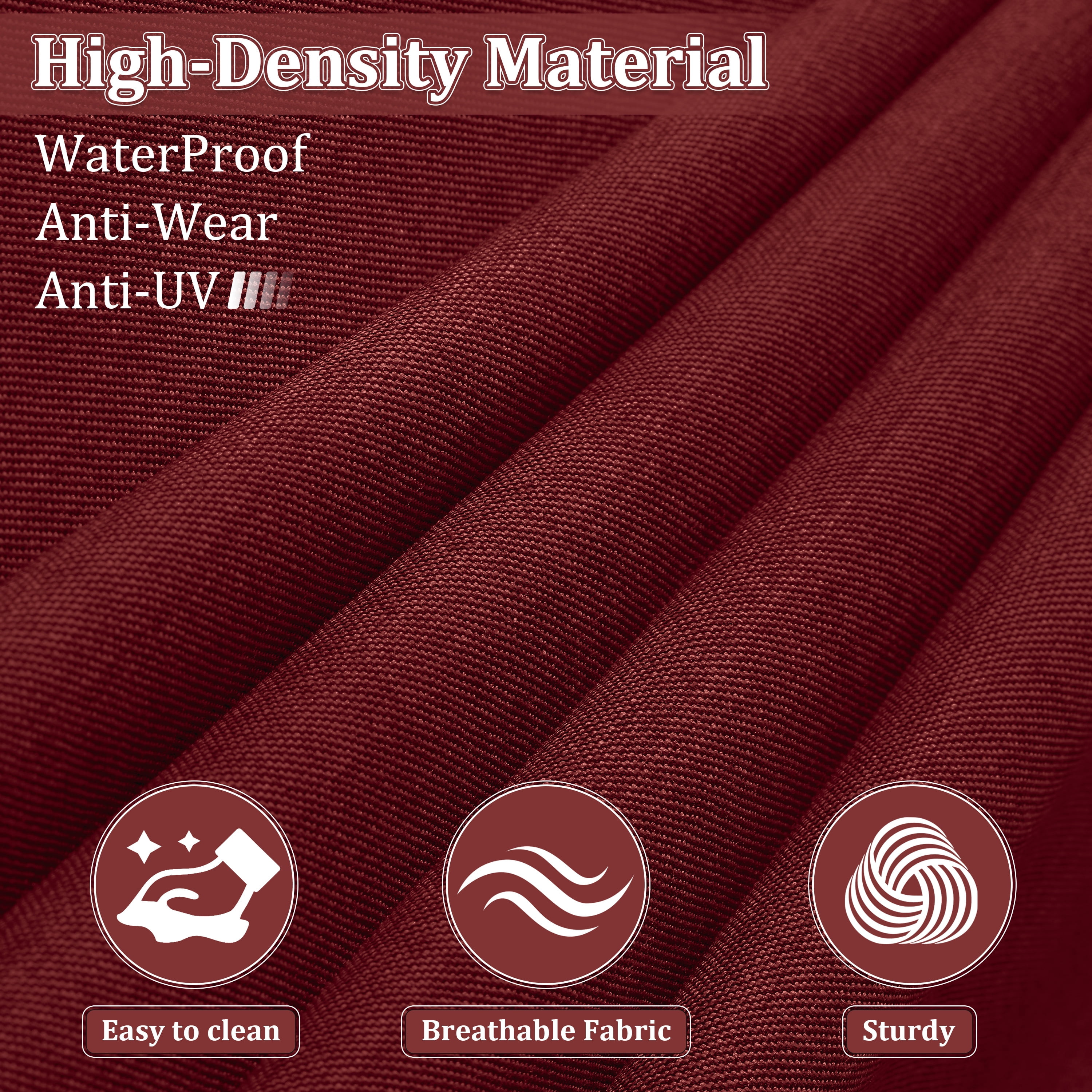 Snubbull 8 Pcs 25.6" x 23.6" Cushion Covers for Patio Furniture, Outdoor Waterproof Cushion Slipcovers Replacement with Zipper, Burgundy