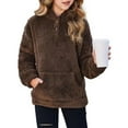 thumbnail image 2 of Ruyang Girls Sherpa Hoodies Winter Warm Fuzzy Hooded Sweatshirt Pockets Thermal Furry Pullover Sweaters, 2 of 6