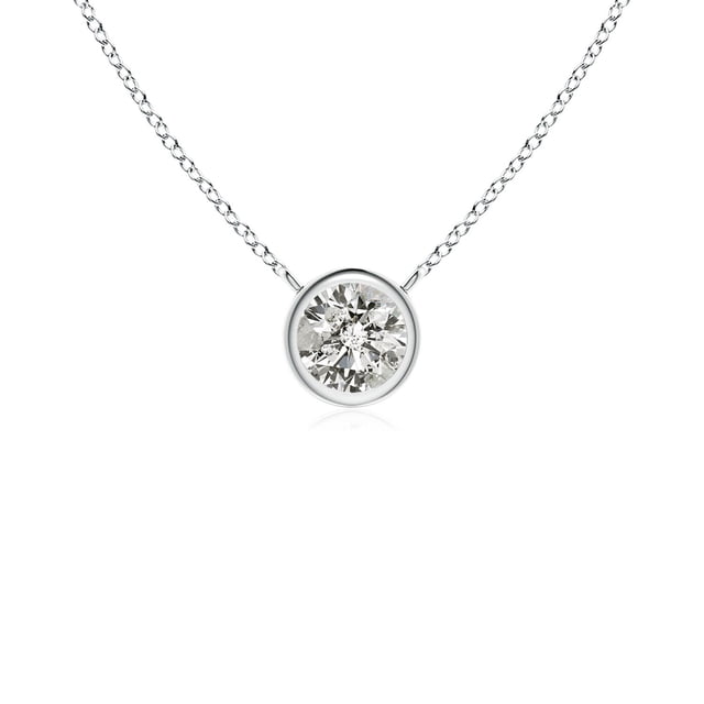 Angara Collier en Diamant Naturel - Collier Solitaire Rond en Diamant avec Lunette en Platine pour Femmes