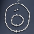 thumbnail image 4 of 1 juego de collar, pendientes y pulsera de perlas para novia, elegante kit de joyería de plata., 4 of 6