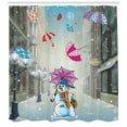 thumbnail image 3 of Ambesonne Winter Shower Curtain, Cartoon Snowman and Umbrella, 69"Wx75"L, Multicolor, 3 of 3