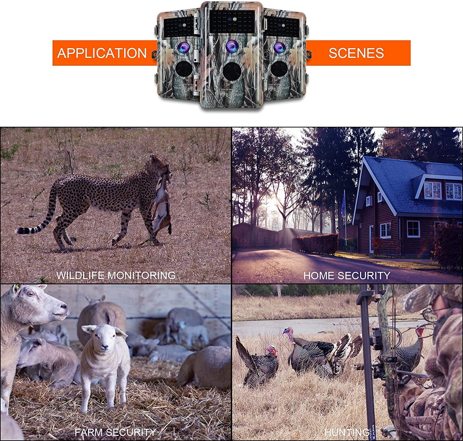 BlazeVideo Professional Game and Deer Trail Camera with Night Version 24MP Photo 1296P Video Wildlife Tree Cam Motion Activated No Glow IP66 Waterproof for Outdoor Tracking and Indoor Security