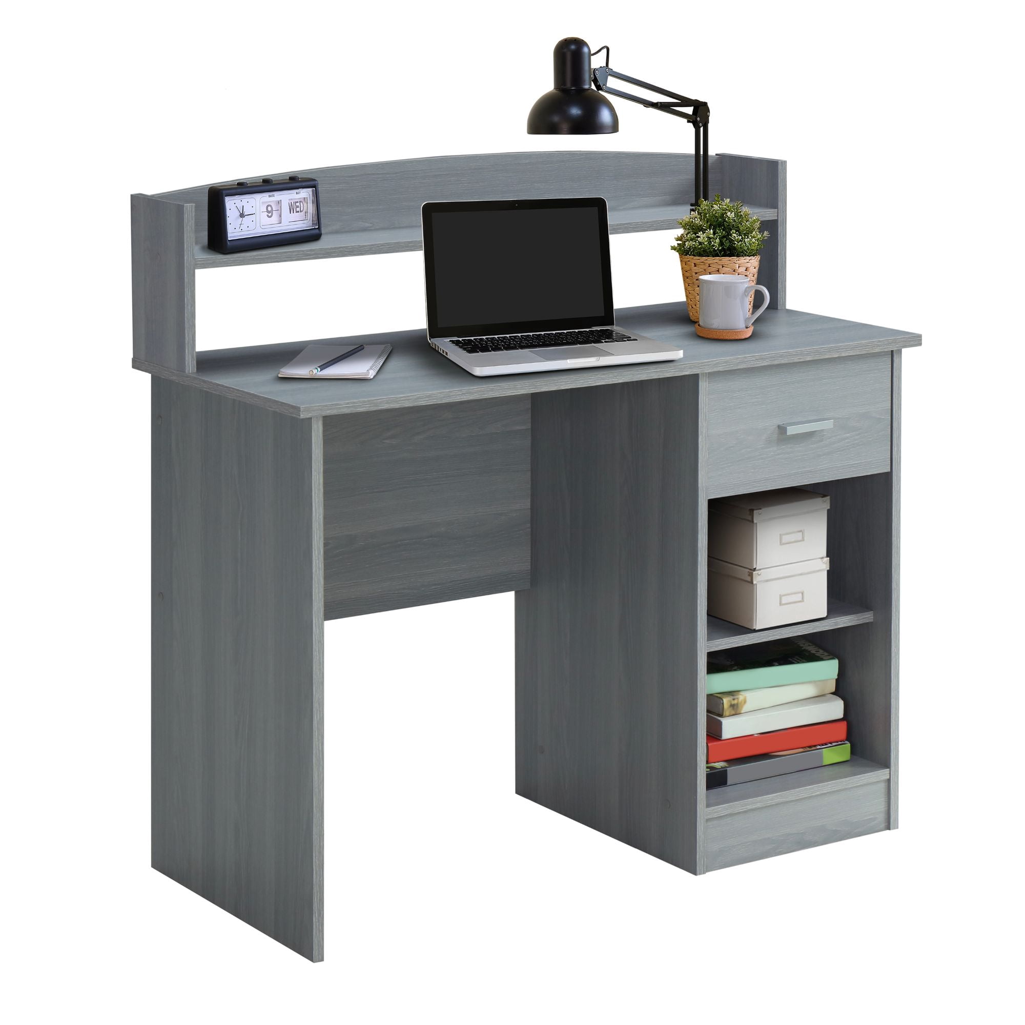 Techni Office Solutions 40.5" Gray Unique Techni Mobili Modern Office Desk with Hutch